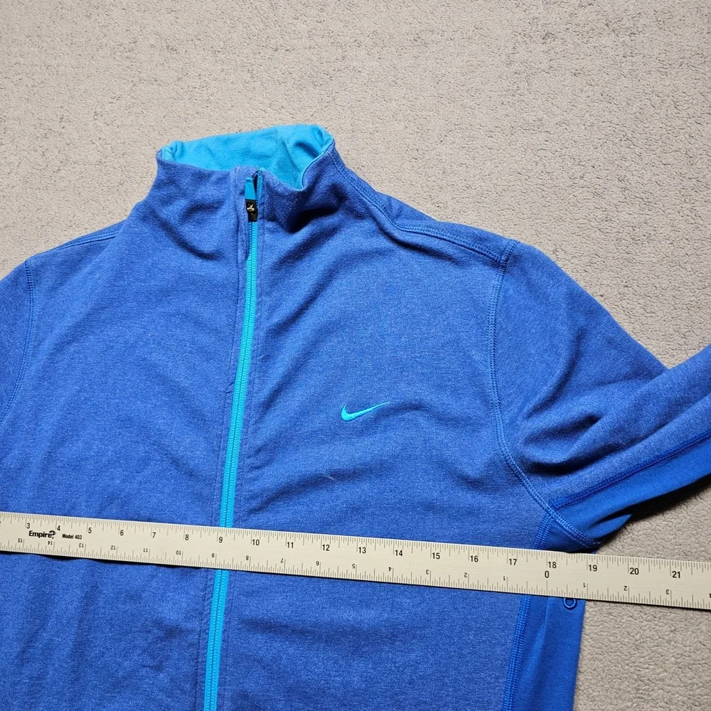 Nike‎ Track Running Jacket Womens L Blue Dri-Fit Athletic Long Sleeve Full Zip